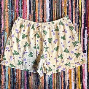 Vintage 100% Cotton Frog and Floral Print PJ Shorts Size Small